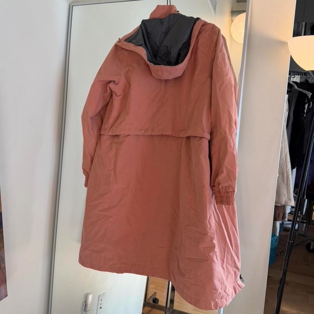 Hooded Weatherproof Trench Coat in Dusty Orange - Picture 7 of 7